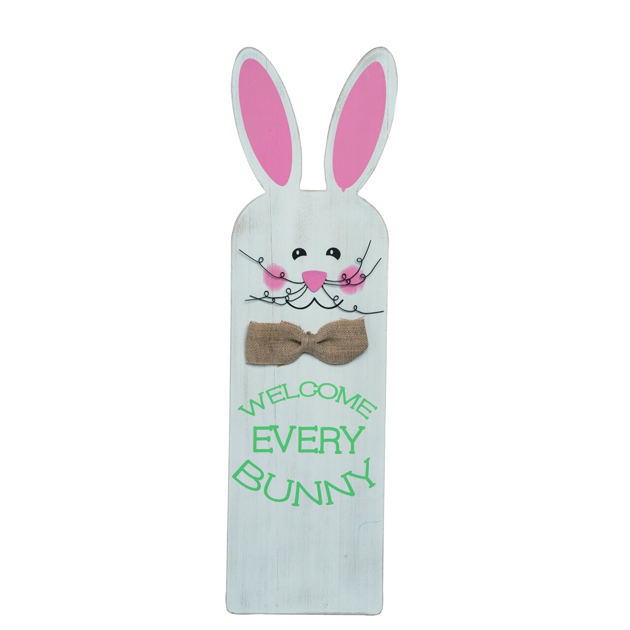 Transpac 31.5" Multicolor Easter Welcome Every Bunny Sign, MDF Wall Decor, Garden Accent, Spot Clean, Indoor Use